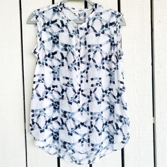 Rebecca Taylor Geoprint Silk Sleeveless Blouse 4 - Picture 5 of 12